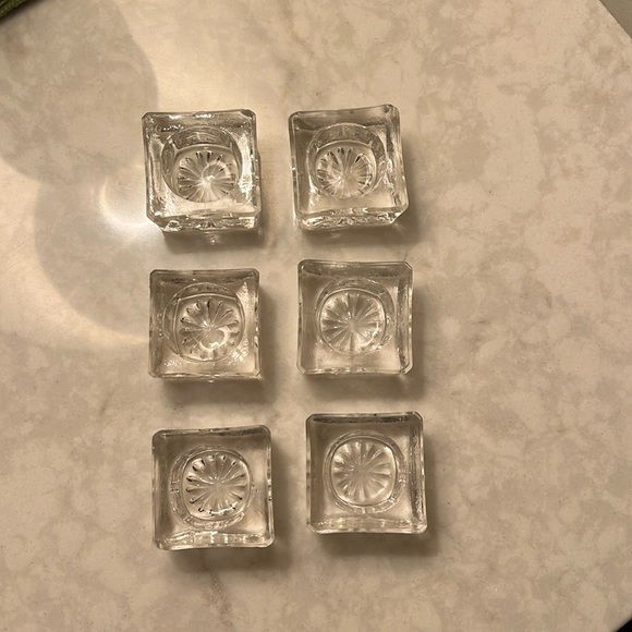 Cut Crystal Salt Cellars | Set of 6 Square Cut Salt Cellars for the DiningTable - Picture 1 of 4